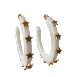 Starlight Jewel Hoop in White Metallic Gold