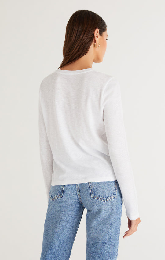 Modern Slub Long Sleeve Tee in White