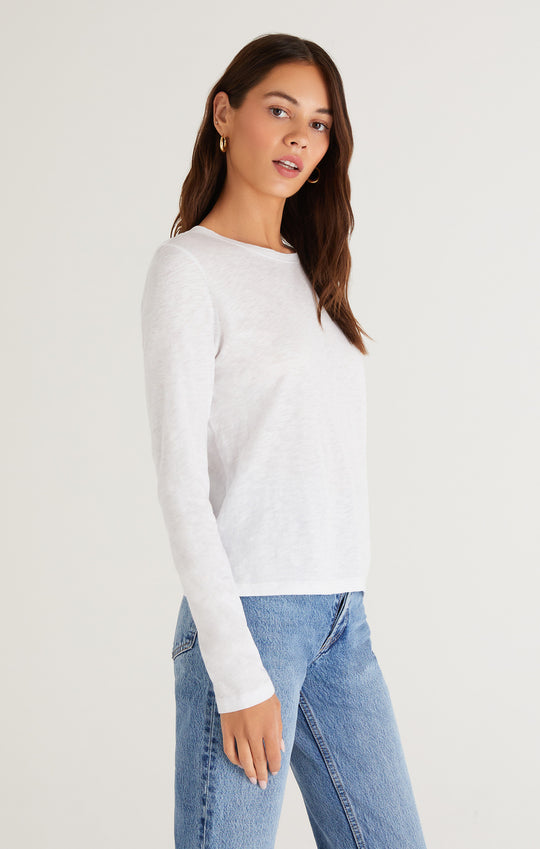 Modern Slub Long Sleeve Tee in White