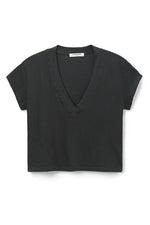 Load image into Gallery viewer, Alanis Recycled Cotton V-Neck Tee in Vintage Black
