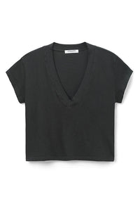 Alanis Recycled Cotton V-Neck Tee in Vintage Black