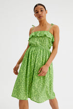 Load image into Gallery viewer, Tie Strap Sundress in Lime Flower Print
