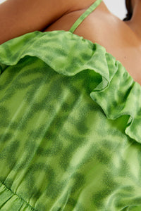 Tie Strap Sundress in Lime Flower Print