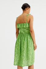 Load image into Gallery viewer, Tie Strap Sundress in Lime Flower Print
