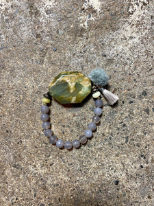 Agate Stretch Bracelet in Green Combo